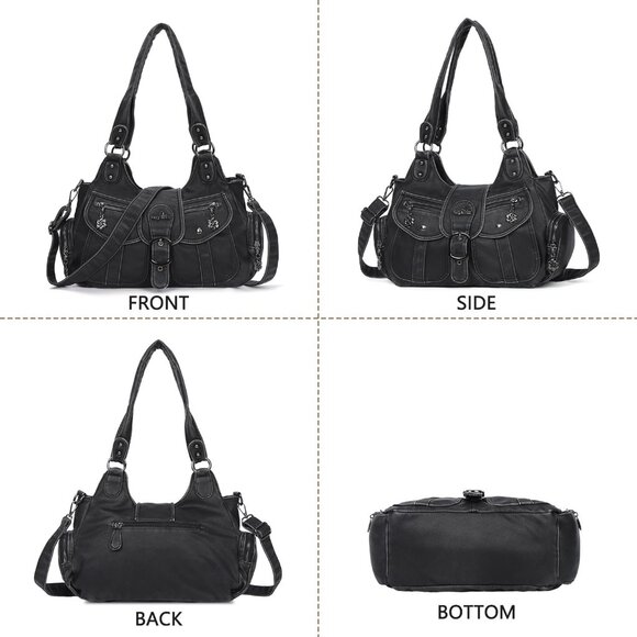 Chic Vegan Leather Hobo Purse - Timeless Design with Crossbody Versatility - Picture 8 of 9